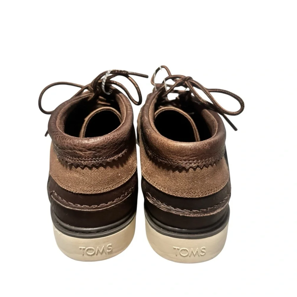 TOMS Men's Travel Lite Forrest Chukka Boot Brown Leather Waxed Lace Up Size 10.5